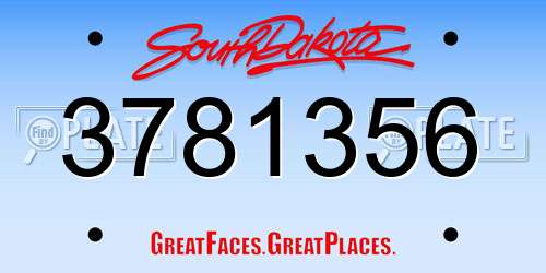 3781356 South Dakota License Plate