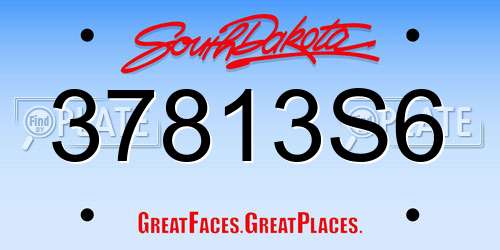 37813S6 South Dakota License Plate