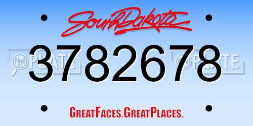 3782678 South Dakota License Plate