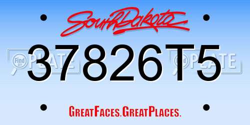 37826T5 South Dakota License Plate