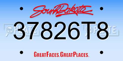 37826T8 South Dakota License Plate