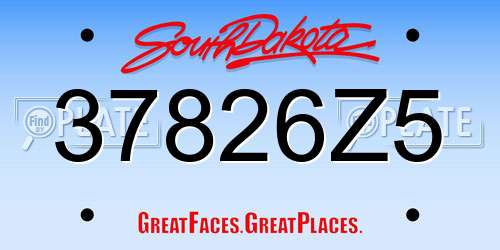 37826Z5 South Dakota License Plate
