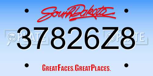 37826Z8 South Dakota License Plate