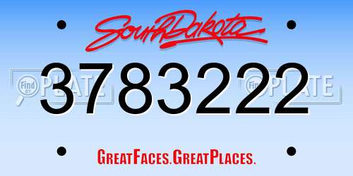 3783222 South Dakota License Plate
