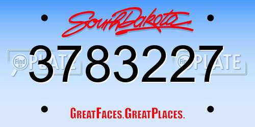 3783227 South Dakota License Plate