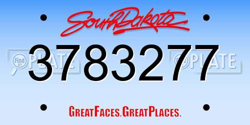 3783277 South Dakota License Plate
