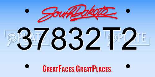 37832T2 South Dakota License Plate