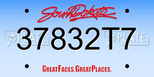 37832T7 South Dakota License Plate
