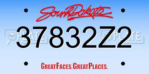 37832Z2 South Dakota License Plate