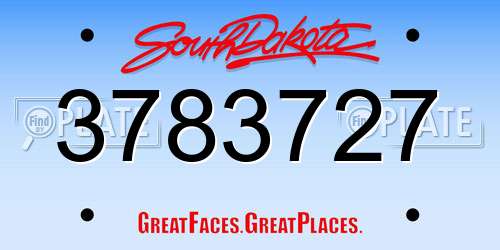 3783727 South Dakota License Plate