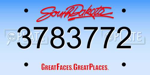 3783772 South Dakota License Plate