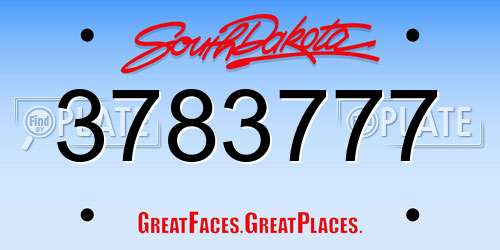 3783777 South Dakota License Plate