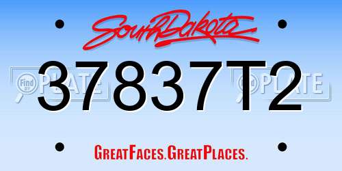 37837T2 South Dakota License Plate