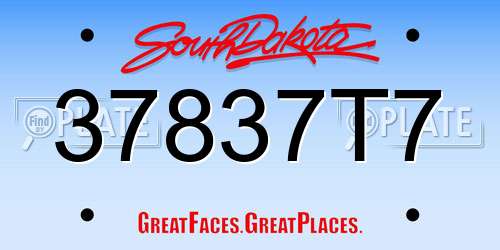 37837T7 South Dakota License Plate