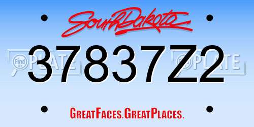 37837Z2 South Dakota License Plate