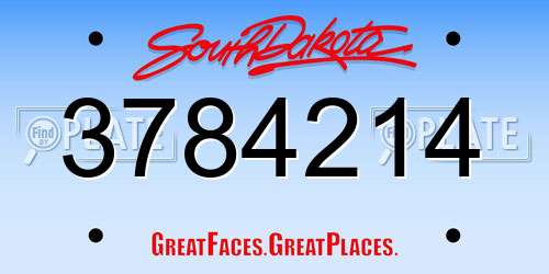 3784214 South Dakota License Plate