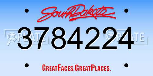 3784224 South Dakota License Plate