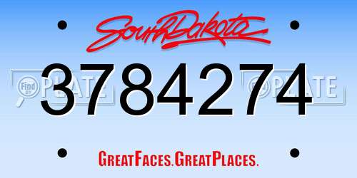 3784274 South Dakota License Plate