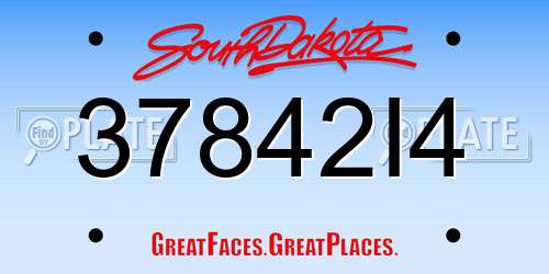 37842I4 South Dakota License Plate