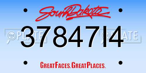 37847I4 South Dakota License Plate