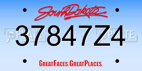 37847Z4 South Dakota License Plate