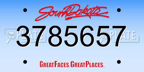 3785657 South Dakota License Plate