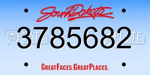 3785682 South Dakota License Plate