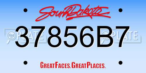 37856B7 South Dakota License Plate