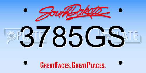 3785GS South Dakota License Plate