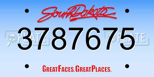 3787675 South Dakota License Plate