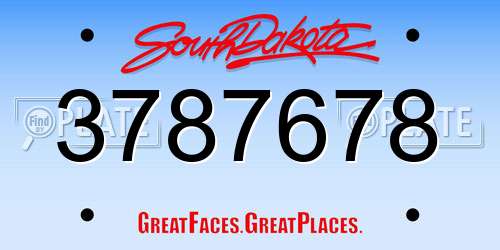 3787678 South Dakota License Plate