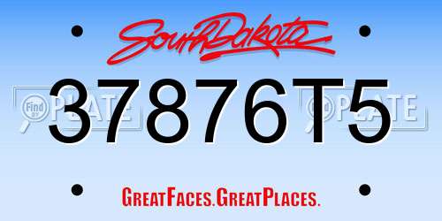 37876T5 South Dakota License Plate