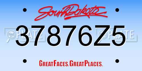 37876Z5 South Dakota License Plate