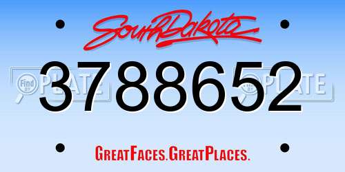 3788652 South Dakota License Plate