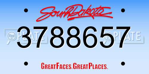 3788657 South Dakota License Plate