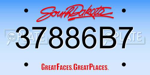 37886B7 South Dakota License Plate