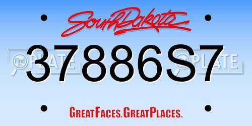 37886S7 South Dakota License Plate