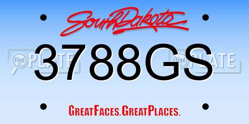 3788GS South Dakota License Plate