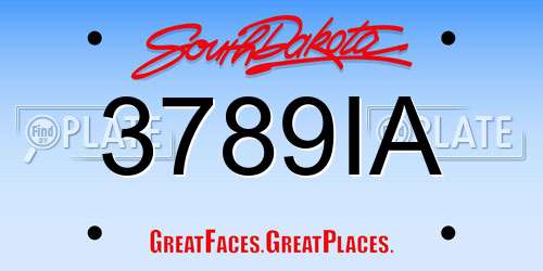 3789IA South Dakota License Plate