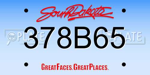 378B65 South Dakota License Plate