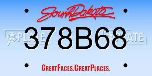 378B68 South Dakota License Plate