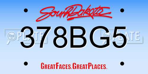 378BG5 South Dakota License Plate