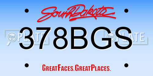 378BGS South Dakota License Plate