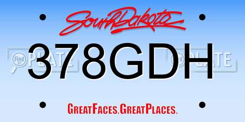 378GDH South Dakota License Plate