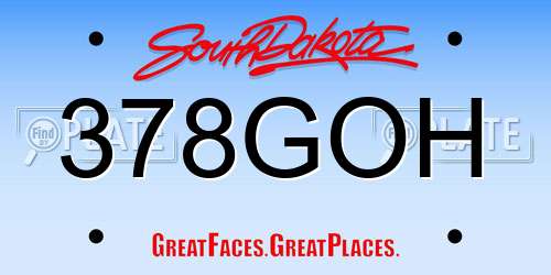 378GOH South Dakota License Plate