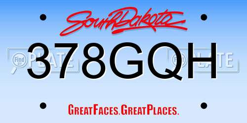 378GQH South Dakota License Plate