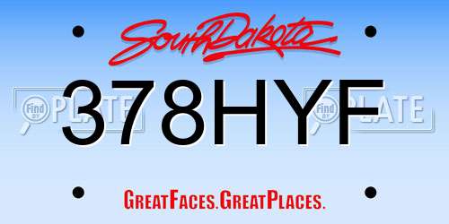 378HYF South Dakota License Plate