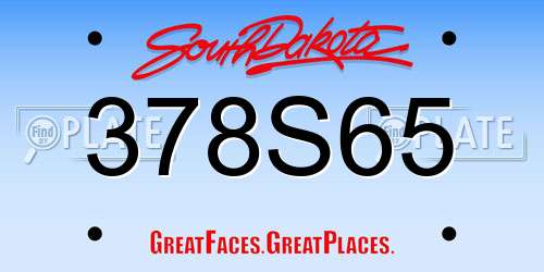 378S65 South Dakota License Plate