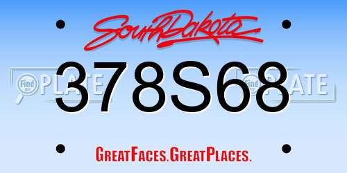 378S68 South Dakota License Plate