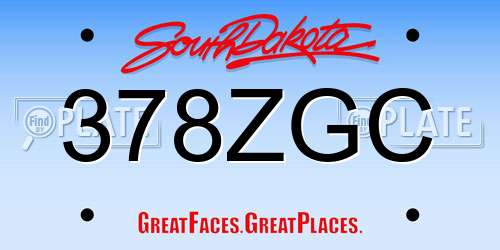 378ZGC South Dakota License Plate